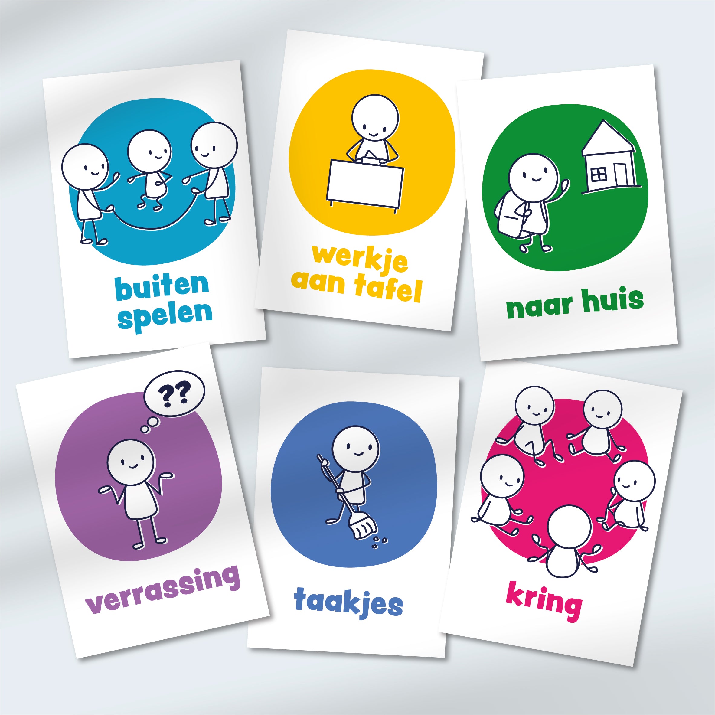 Kunststof Dagritmekaarten Kleuters – Basis | 42 kaarten