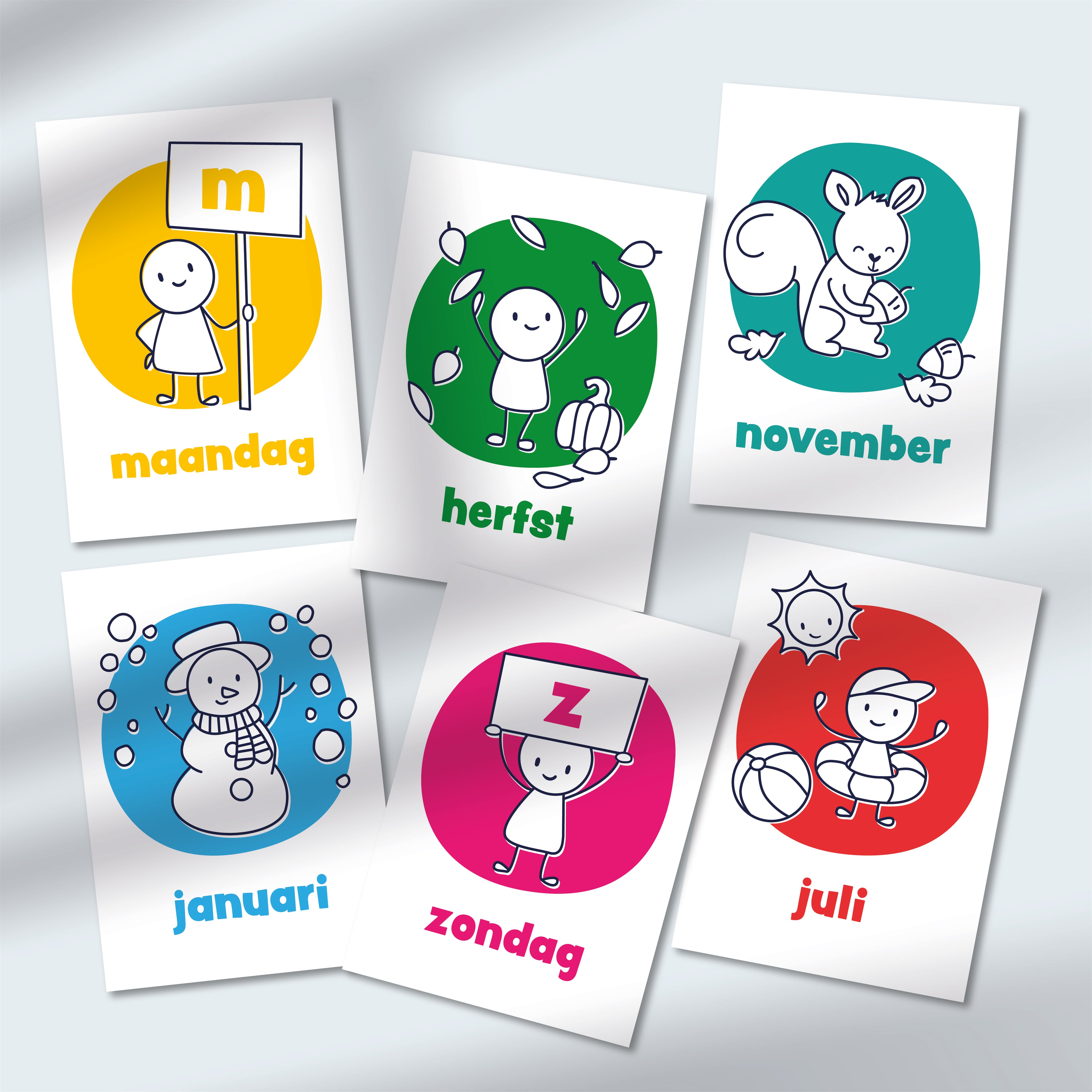 Kunststof Dagritmekaarten Kleuters – Basis | 42 kaarten